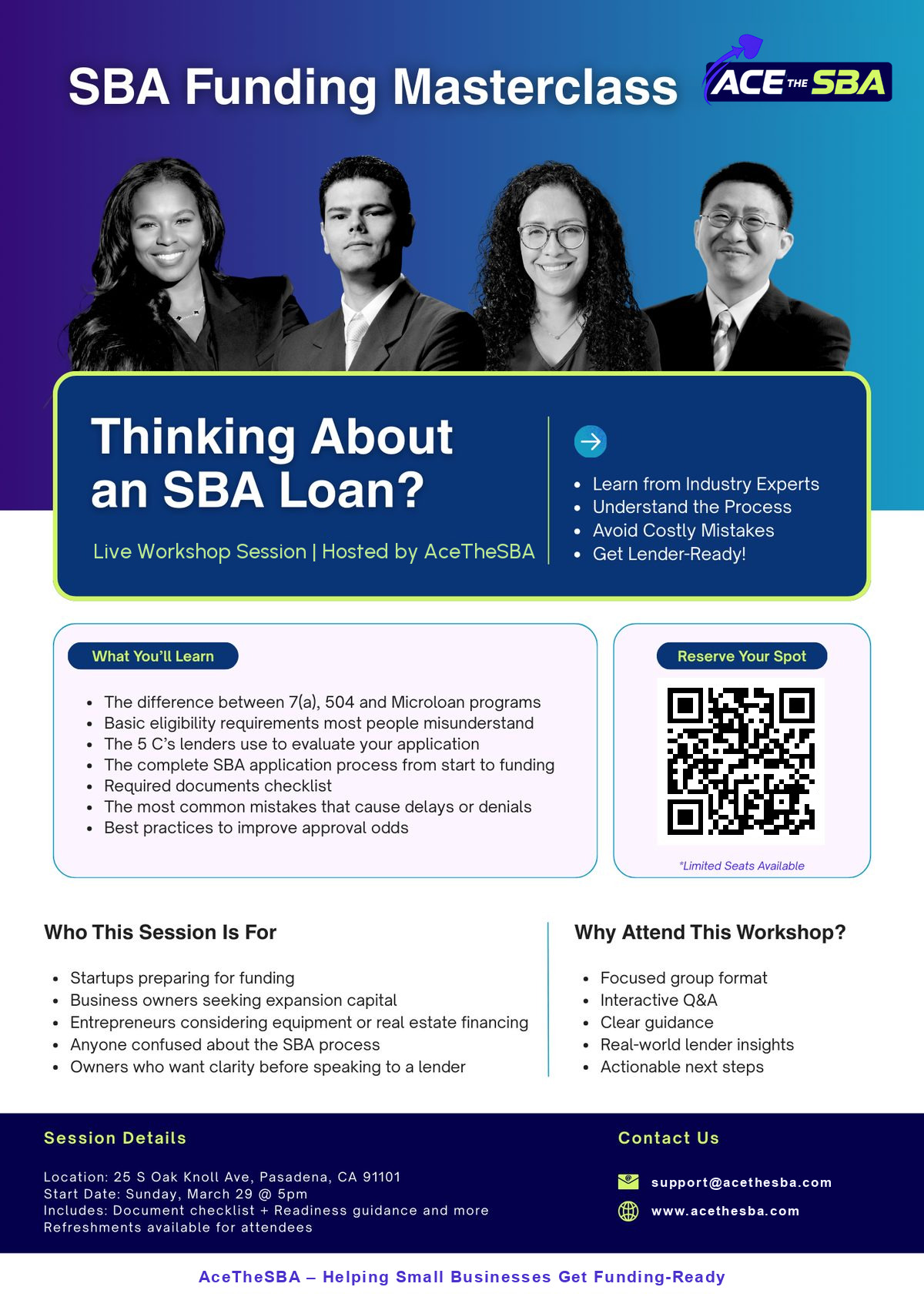 SBA Funding Masterclass flyer